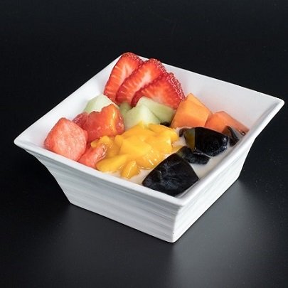 Black Grass Jelly with Mixed Fruits and Coconut Milk