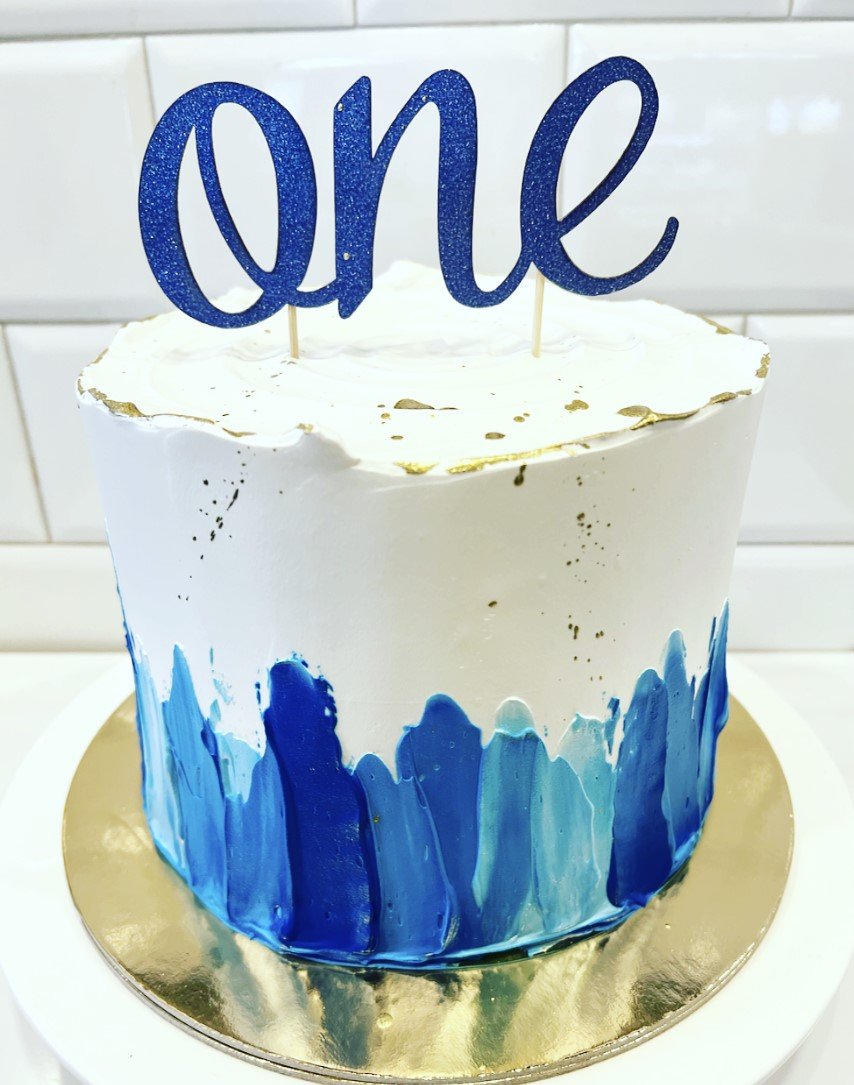 Blue Painted Brush Stroke