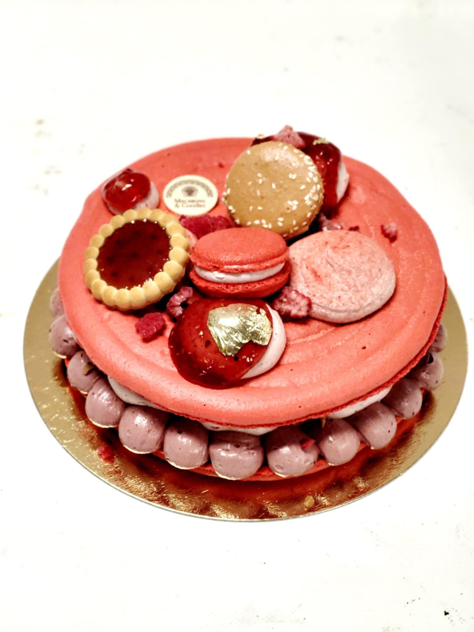 Raspberry Macaron Cake