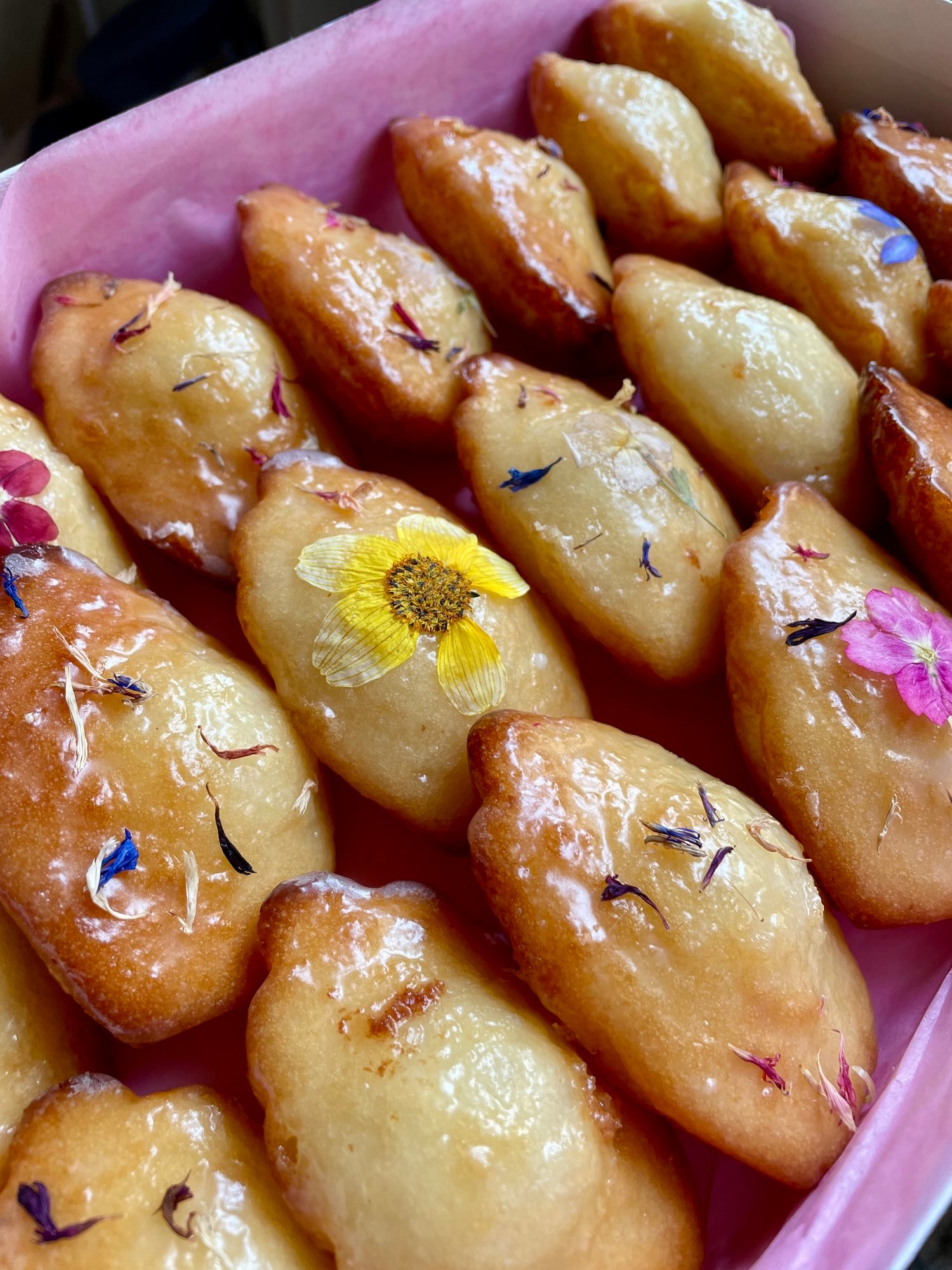 Lemon Glazed Floral Madeleines