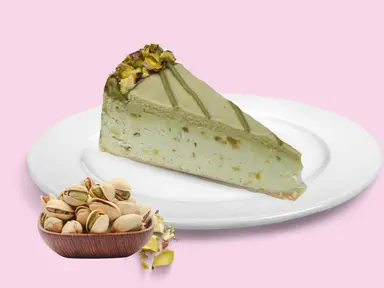 Pistachio Eggless Cheesecake Slice