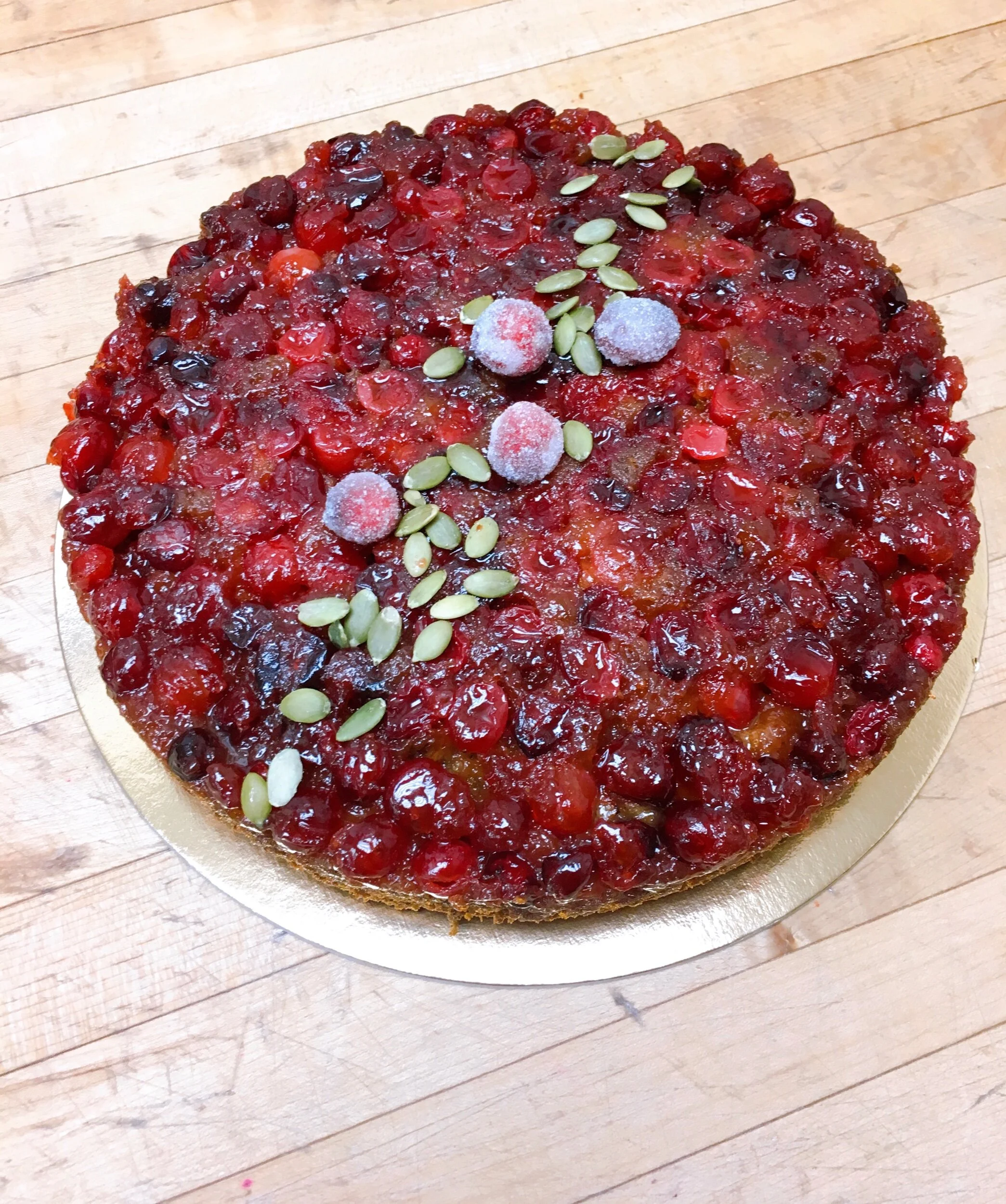 Upside down Cranberry Pumpkin Spice cake