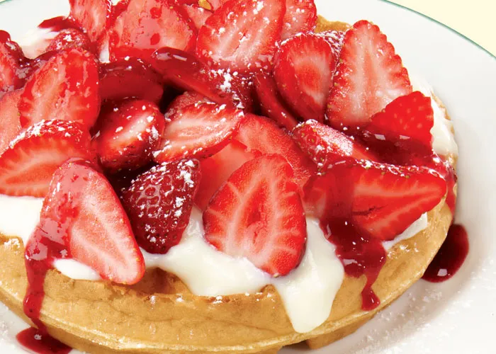 Waffle with strawberries