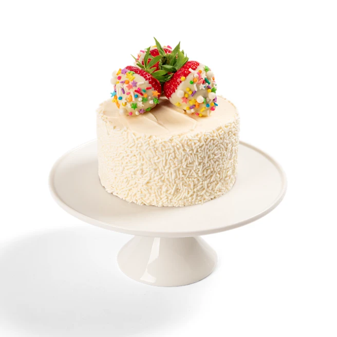 Vanilla Confetti Cake with Dipped Berries