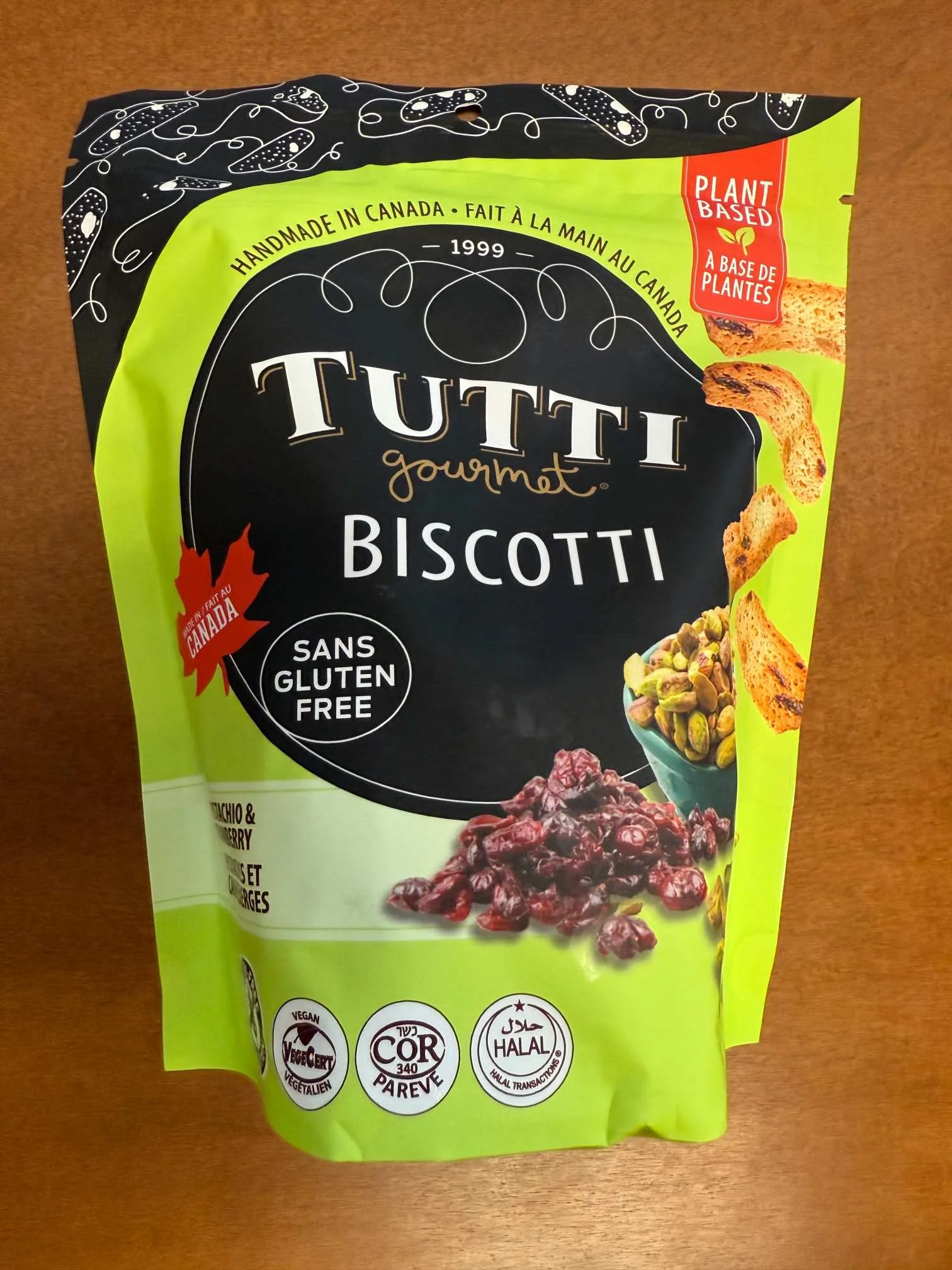Tutti Gourmet Biscotti – Pistachio & Cranberry (Gluten Free)
