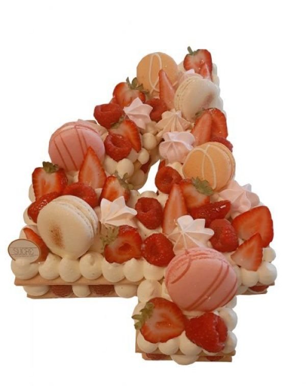 RASPBERRY NUMBER/LETTER SHAPE MACARON TART