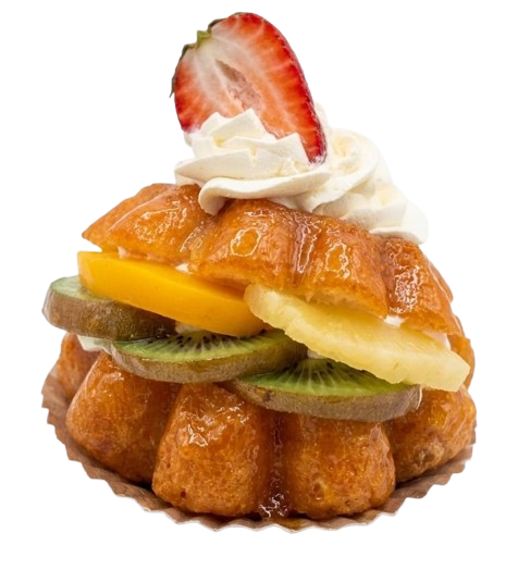 baba au rhum with fruits