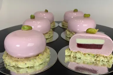 Рistachio Lime Raspberry Mousse Dessert